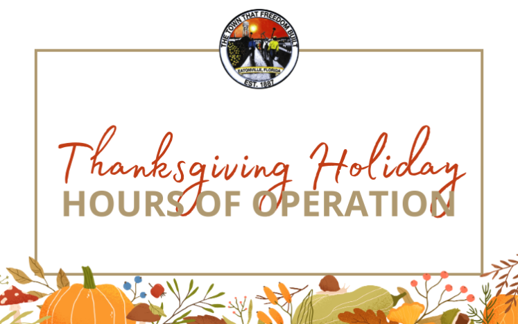 Thanksgiving Holiday Hours of Operation Closed Wed. 11/22 at Noon - Fri. 11/24
